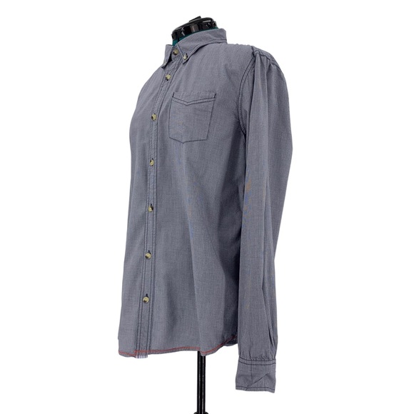 Triple Five Soul Blue and White Mini Houndstooth Print Button Down, Large - Picture 3 of 16